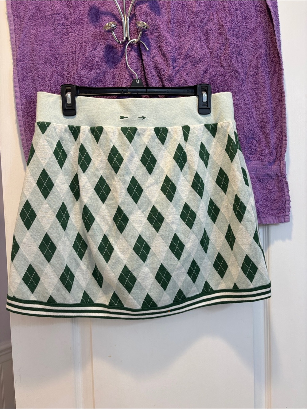 NWT The Upside Green and Cream Argyle Knit Skort - Picture 4 of 7